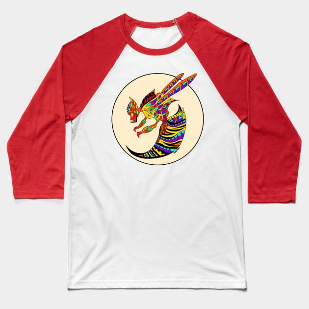 safari killer bee in ecopop pattern mandala Baseball T-Shirt by jorge_lebeau